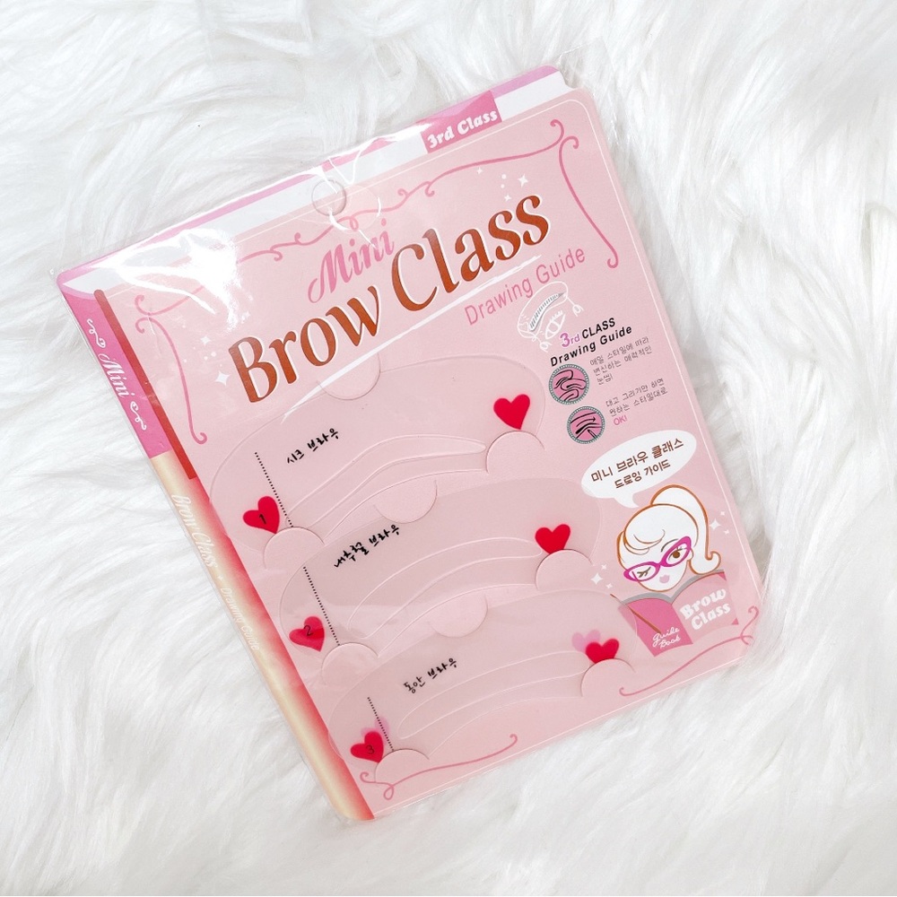 Mini Brow Class Drawing Guide Stencil with Pink Accents for Makeup